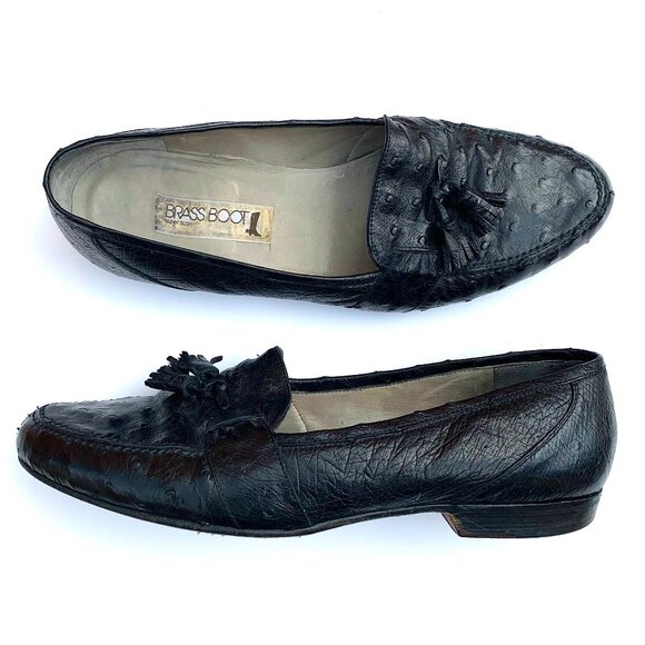 Vintage Brass Boot Nunn Bush Men’s Ostrich Tassel Loafers Black Italy 10.5 main image 6
